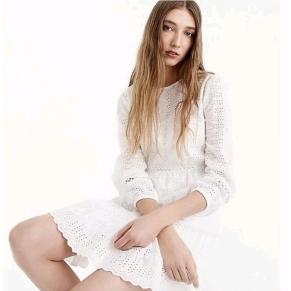 J.Crew White Eyelet Dress Sz 2 EC